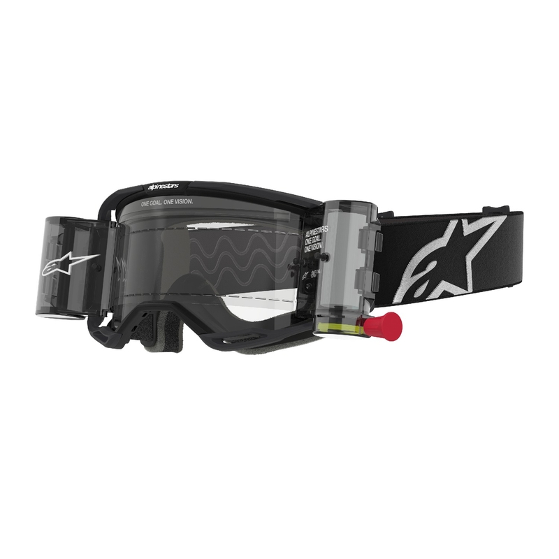 Motokrosové okuliare Alpinestars Vision 8 Corp ROLL-OFF Wide Vision čierne s čírym plexisklom