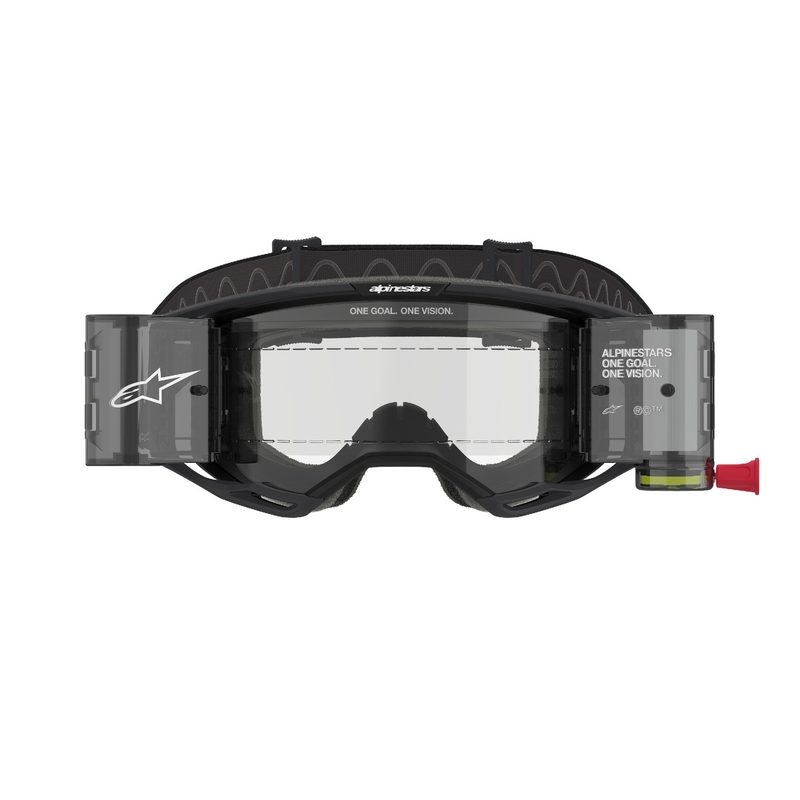 Motokrosové okuliare Alpinestars Vision 8 Corp ROLL-OFF Wide Vision čierne s čírym plexisklom