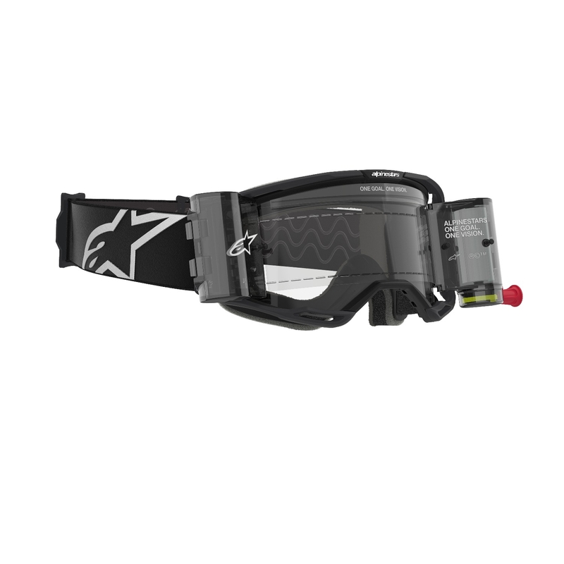 Motokrosové okuliare Alpinestars Vision 8 Corp ROLL-OFF Wide Vision čierne s čírym plexisklom