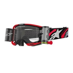 Motokrosové okuliare Alpinestars Vision 8 Luar ROLL-OFF Wide Vision červeno-čierne s čírym zorníkom