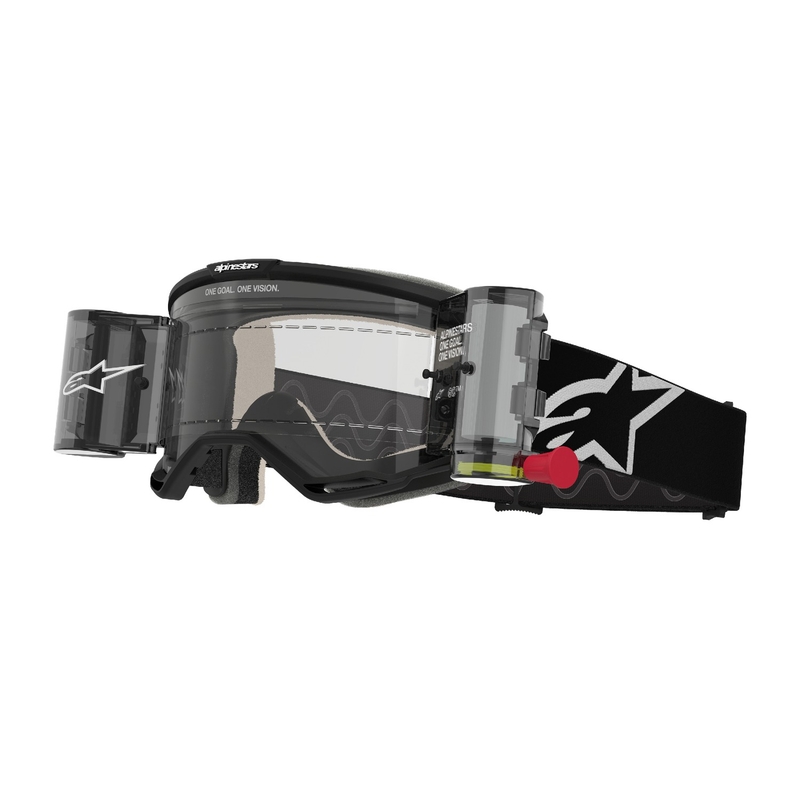 Motokrosové okuliare Alpinestars Vision 5 Corp ROLL-OFF Wide Vision čierne s čírym plexisklom