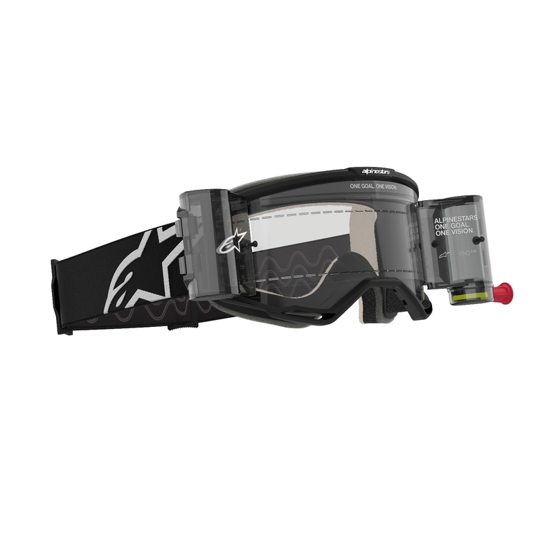 Motokrosové okuliare Alpinestars Vision 5 Corp ROLL-OFF Wide Vision čierne s čírym plexisklom