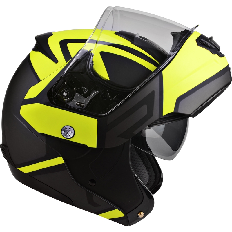 Odklápacia prilba na motorku Lazer Lugano Z-Generation čierno-fluorescenčno žltá