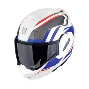 Preklápacia helma na motorku Scorpion EXO-TECH EVO FURIO bielo-červeno-modrá