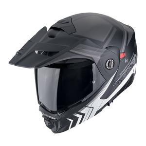 Výklopná helma na motorku Scorpion ADX-2 LEWIS matná čierno-strieborná