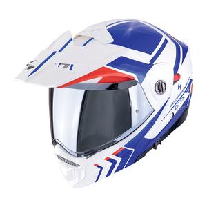 Výklopná helma na motorku Scorpion ADX-2 LEWIS bielo-modro-červená