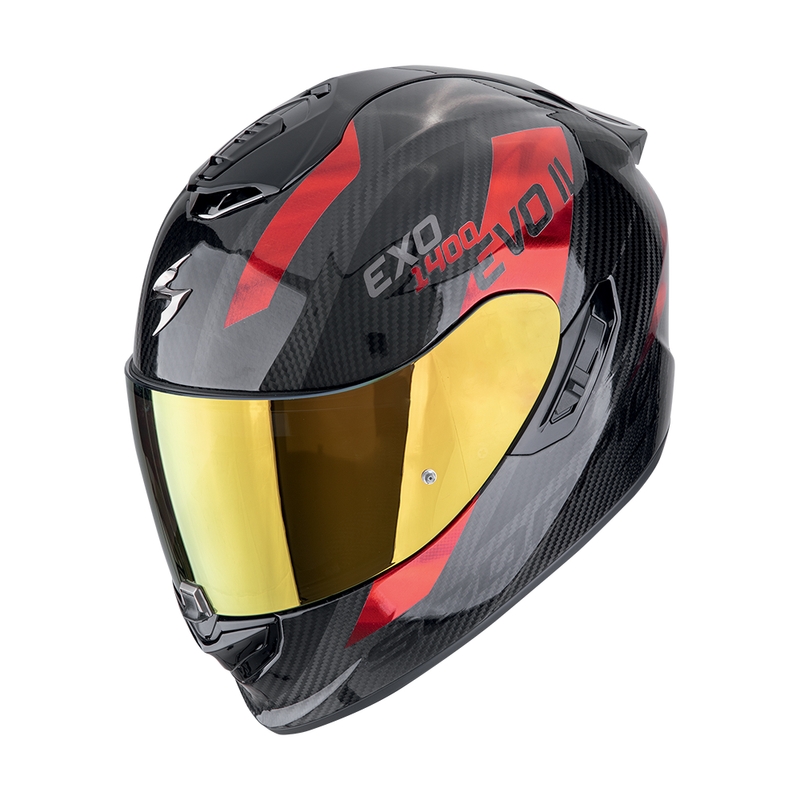 Integrálna prilba na motorku Scorpion EXO-1400 EVO II CARBON AIR PLATTED čierno-červená výpredaj