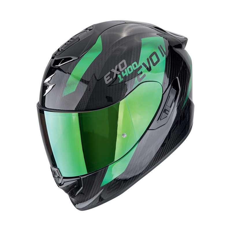 Integrálna prilba na motorku Scorpion EXO-1400 EVO II CARBON AIR PLATTED čierno-zelená výpredaj