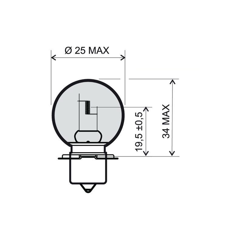 Lamp RMS 12V 20W, P26S biela