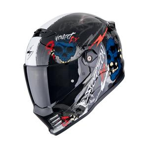 Integrálna helma na motorku Scorpion COVERT FX SKULLZ čierno-šedo-červená