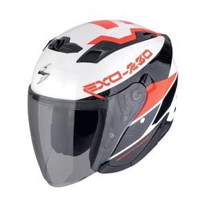 Otvorená prilba na motorku SCORPION EXO-230 BAND bielo-čierno-červená