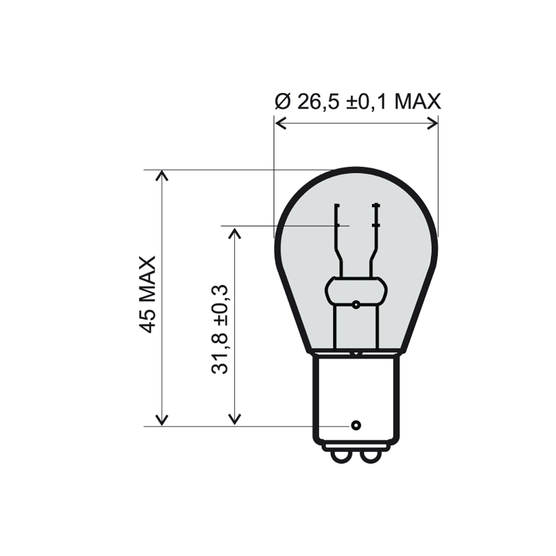 Lamp RMS 12V 21/5W, BAY15D červené