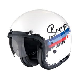 Otvorená prilba na motorku Scorpion Belfast Evo ADONIS bielo-červeno-modrá