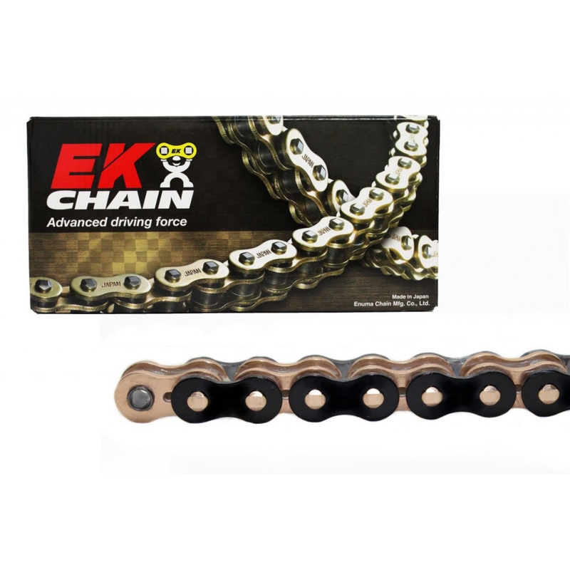 QX-krúžková reťaz -Made in JAPAN EK 520 SRX2 108 l čierna/zlatá/GP