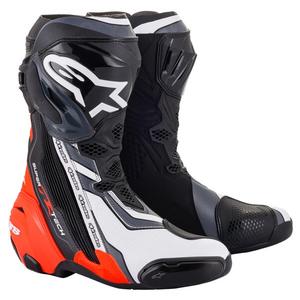 Topánky na motorku Alpinestars Supertech R čierno-fluo červeno-bielo-šedé