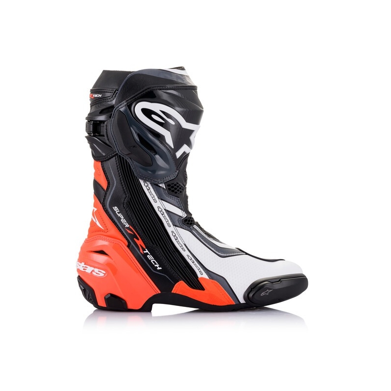 Topánky na motorku Alpinestars Supertech R čierno-fluo červeno-bielo-šedé