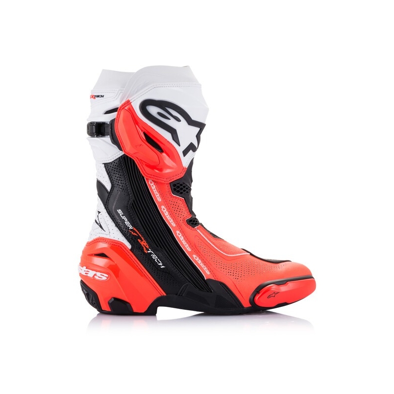 Topánky na motorku Alpinestars Supertech R Vented čierno-bielo-fluo červené