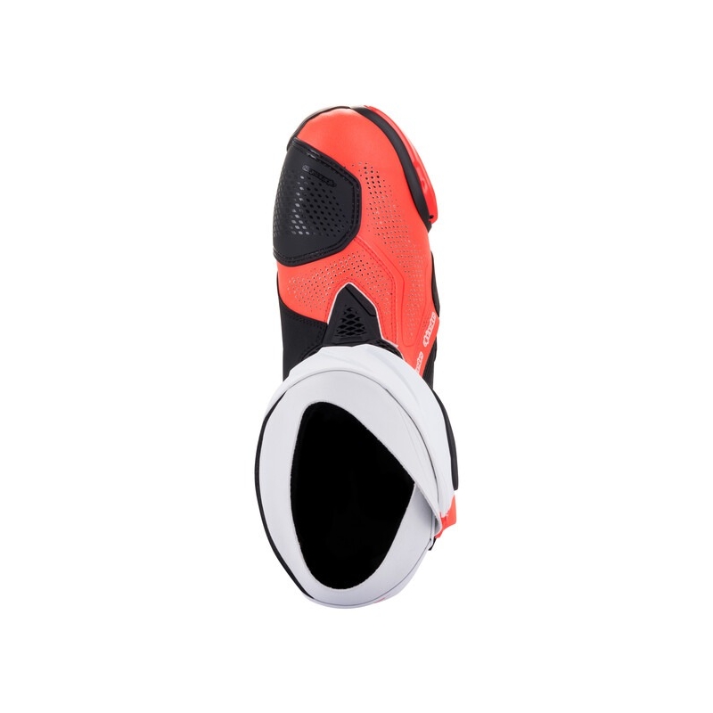 Topánky na motorku Alpinestars Supertech R Vented čierno-bielo-fluo červené