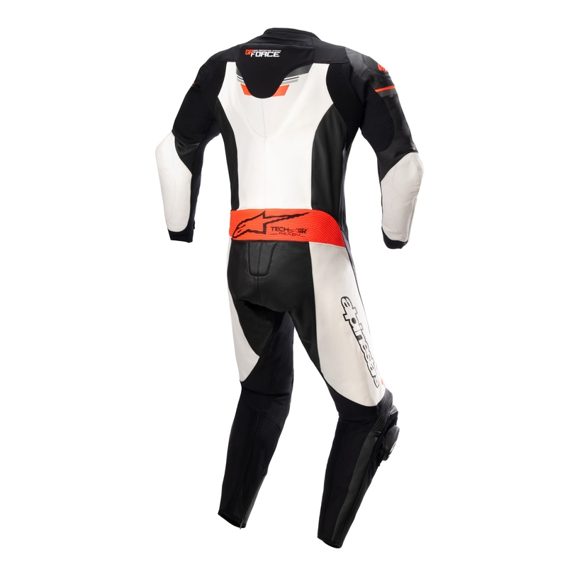 Jednodielna kožená kombinéza na motocykel Alpinestars GP Force TECH-AIR 5 kompatibilná čierno-bielo-fluorescenčno červená