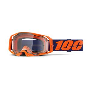 Motokrosové okuliare 100% ARmatic Neon Orange s čírym plexisklom