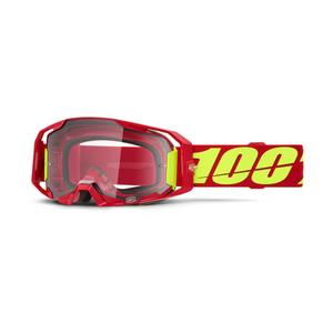 Motokrosové okuliare 100% ARmatic červené s čírym plexi