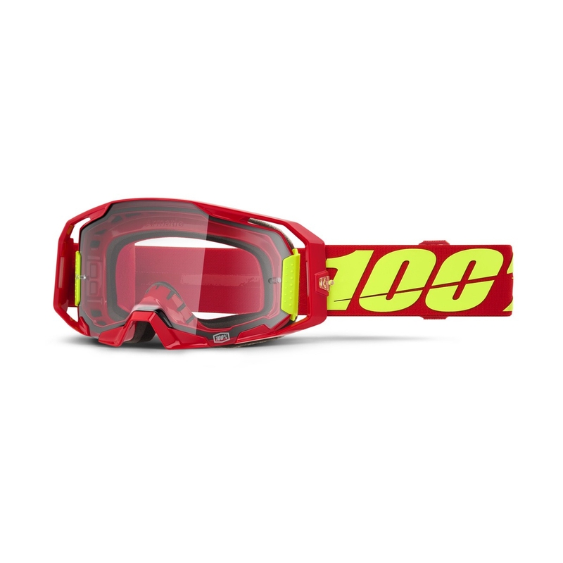 Motokrosové okuliare 100% ARmatic červené s čírym plexisklom