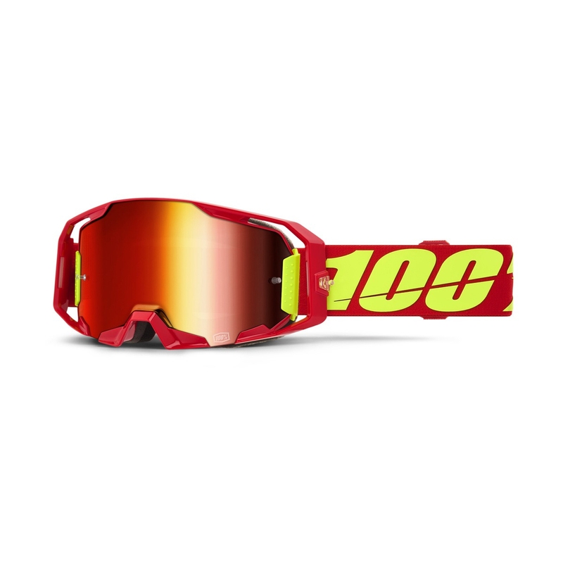 Motokrosové okuliare 100% ARmatic červené s červeným plexisklom