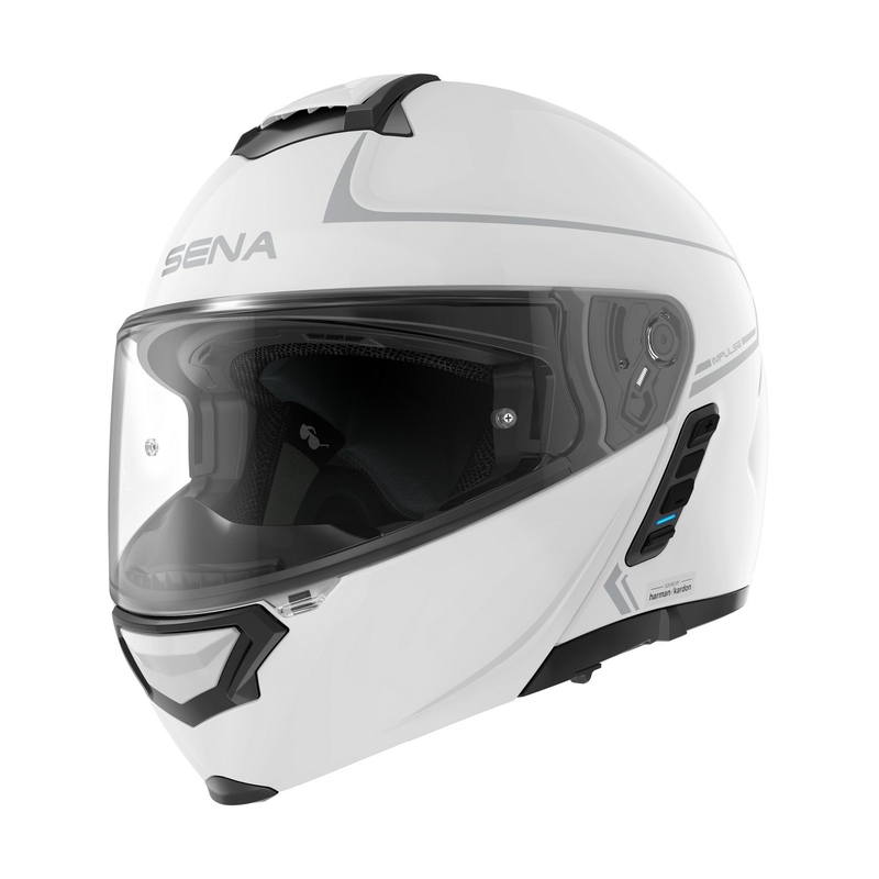 Odklápacia prilba na motocykel SENA s Mesh headsetom Impulse biela lesklá