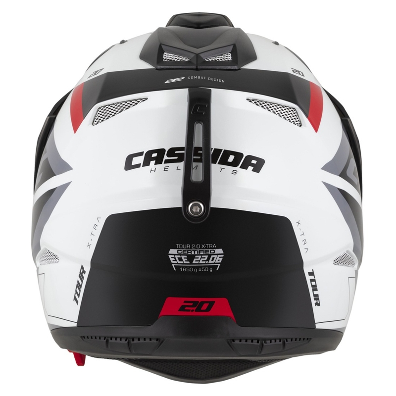 Enduro prilba Cassida Tour 2.0 X-tra bielo-červeno-čierna s čiernym matným šiltom