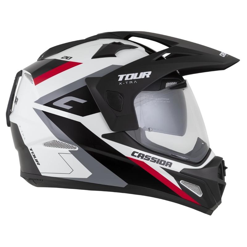 Enduro prilba Cassida Tour 2.0 X-tra bielo-červeno-čierna s čiernym matným šiltom