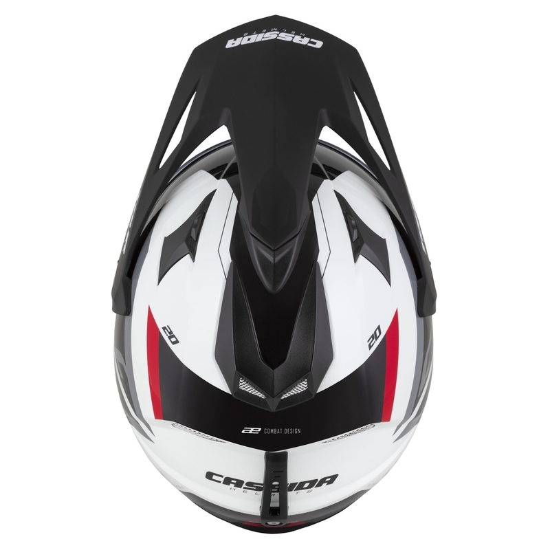 Enduro prilba Cassida Tour 2.0 X-tra bielo-červeno-čierna s čiernym matným šiltom