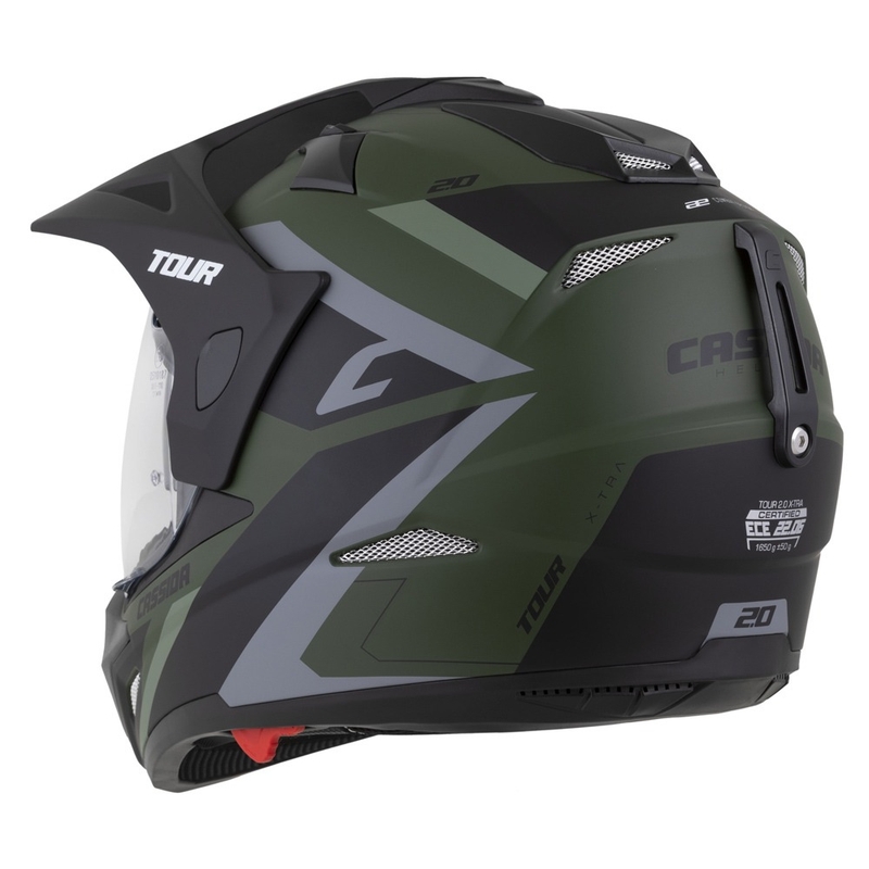 Enduro prilba Cassida Tour 2.0 X-tra matná zeleno-šedo-čierna s čiernym matným šiltom