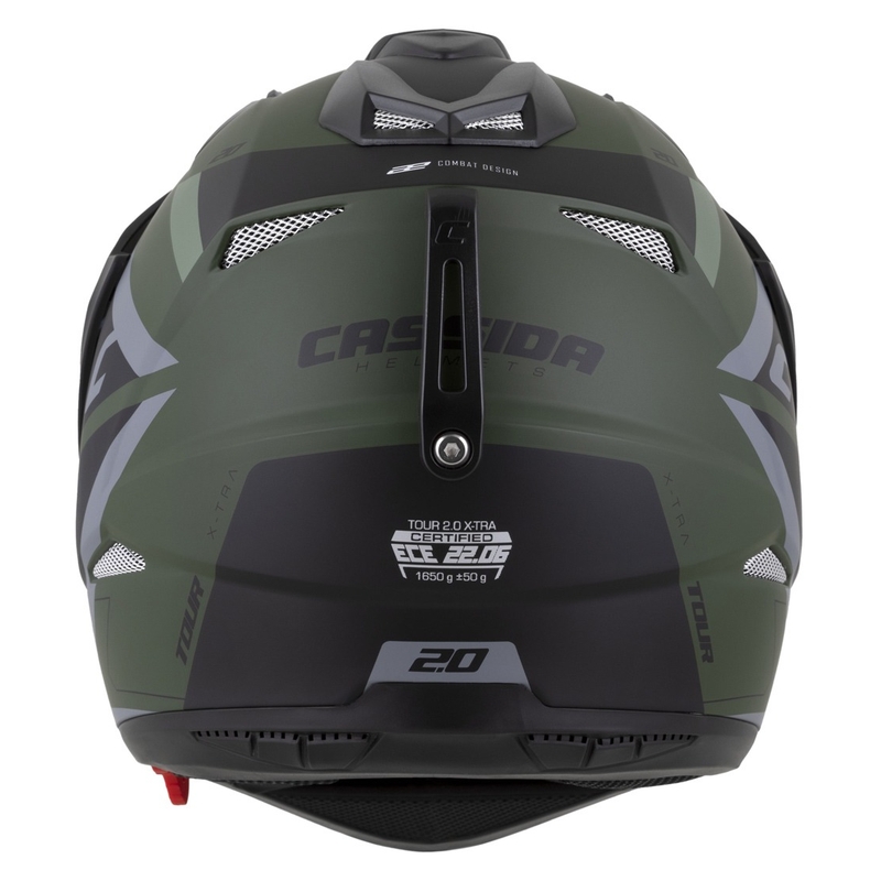 Enduro prilba Cassida Tour 2.0 X-tra matná zeleno-šedo-čierna s čiernym matným šiltom