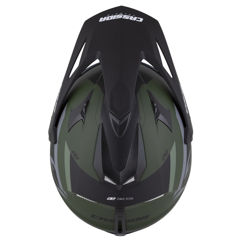 Enduro prilba Cassida Tour 2.0 X-tra matná zeleno-šedo-čierna s čiernym matným šiltom