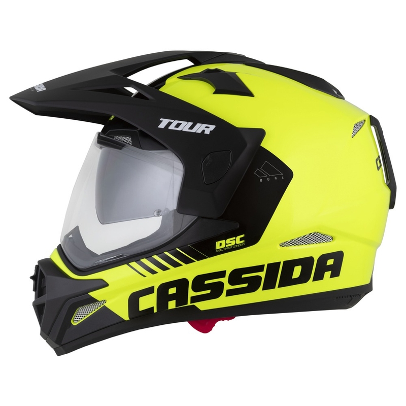 Enduro prilba Cassida Tour 2.0 Dual fluorescenčno žlto-čierno-čierna s čiernym matným šiltom