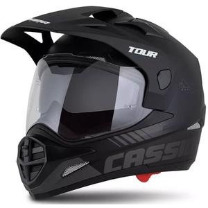 Enduro prilba Cassida Tour 2.0 Dual matná čierno-sivá s čiernym matným šiltom