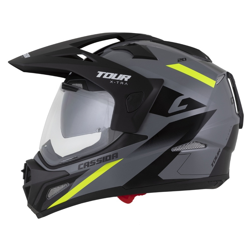 Enduro prilba Cassida Tour 2.0 X-tra sivo-fluo žlto-čierna s čiernym matným šiltom