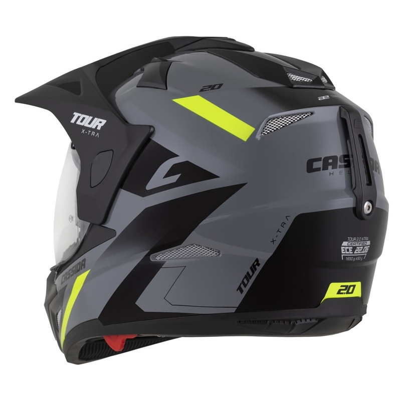 Enduro prilba Cassida Tour 2.0 X-tra sivo-fluo žlto-čierna s čiernym matným šiltom