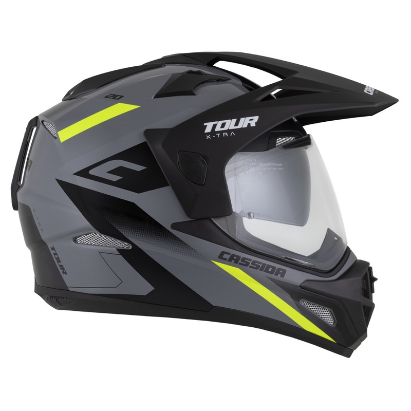 Enduro prilba Cassida Tour 2.0 X-tra sivo-fluo žlto-čierna s čiernym matným šiltom