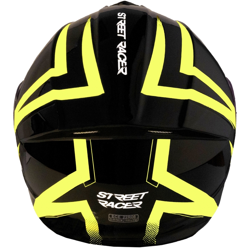 Vyklápacia helma na motorku Street Racer Fury čierno-fluo žltá