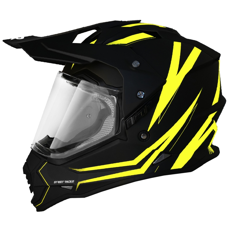 Enduro helma na motorku Street Racer Ignite matná čierno-fluo žltá