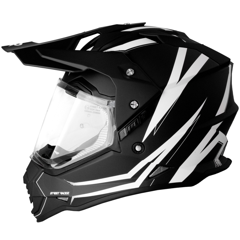 Enduro helma na motorku Street Racer Ignite matná čierno-biela
