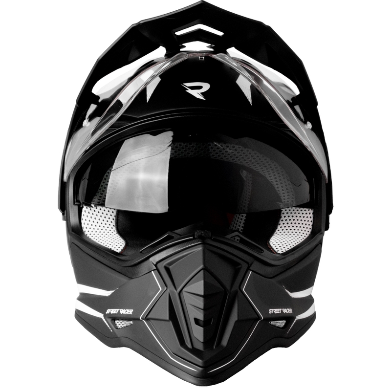 Enduro helma na motorku Street Racer Ignite matná čierno-biela
