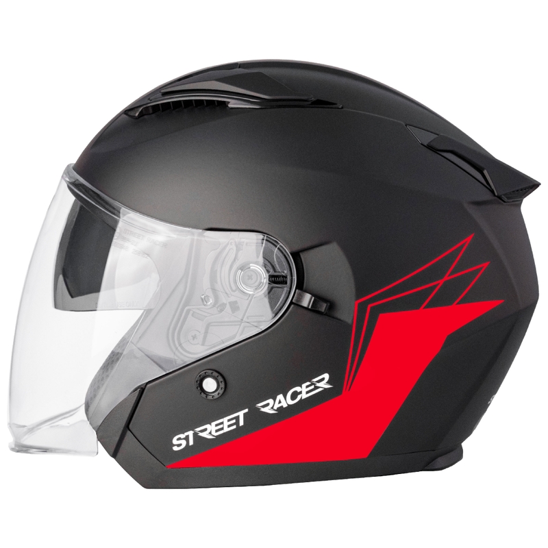 Otvorená helma na motorku Street Racer Sonic matná čierno-červená