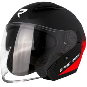 Otvorená helma na motorku Street Racer Sonic matná čierno-červená