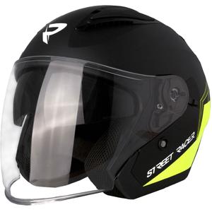 Otvorená helma na motorku Street Racer Sonic matná čierno-fluo žltá