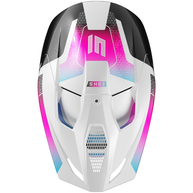 Motokrosová helma Shot Race Phaser perleťová čierno-modro-ružová