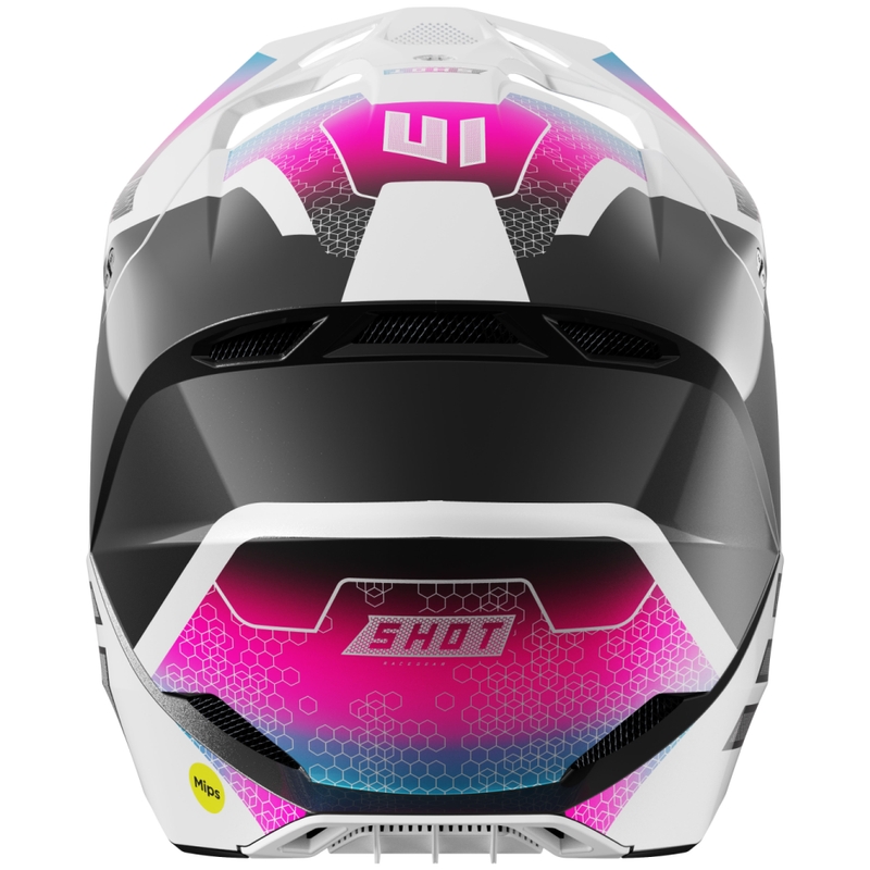 Motokrosová helma Shot Race Phaser perleťová čierno-modro-ružová