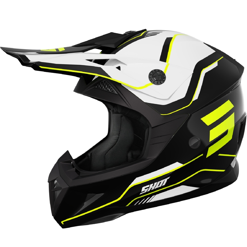 Detská motokrosová helma Shot Pulse Lines čierno-fluo žltá