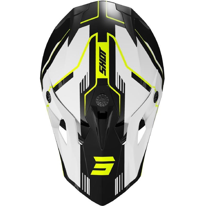Detská motokrosová helma Shot Pulse Lines čierno-fluo žltá